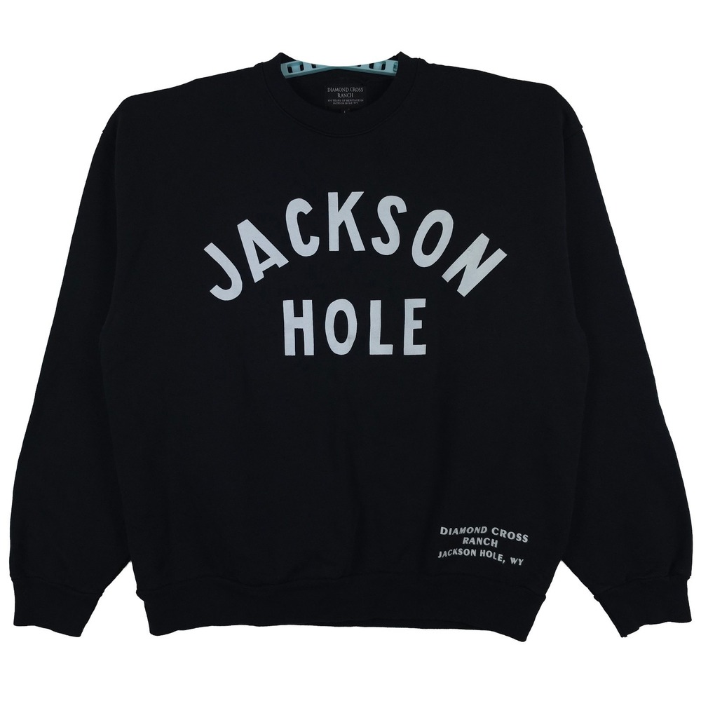 Diamond Cross Ranch Sweatshirt Large Jackson Hole Wyoming Black Heavy Weight New